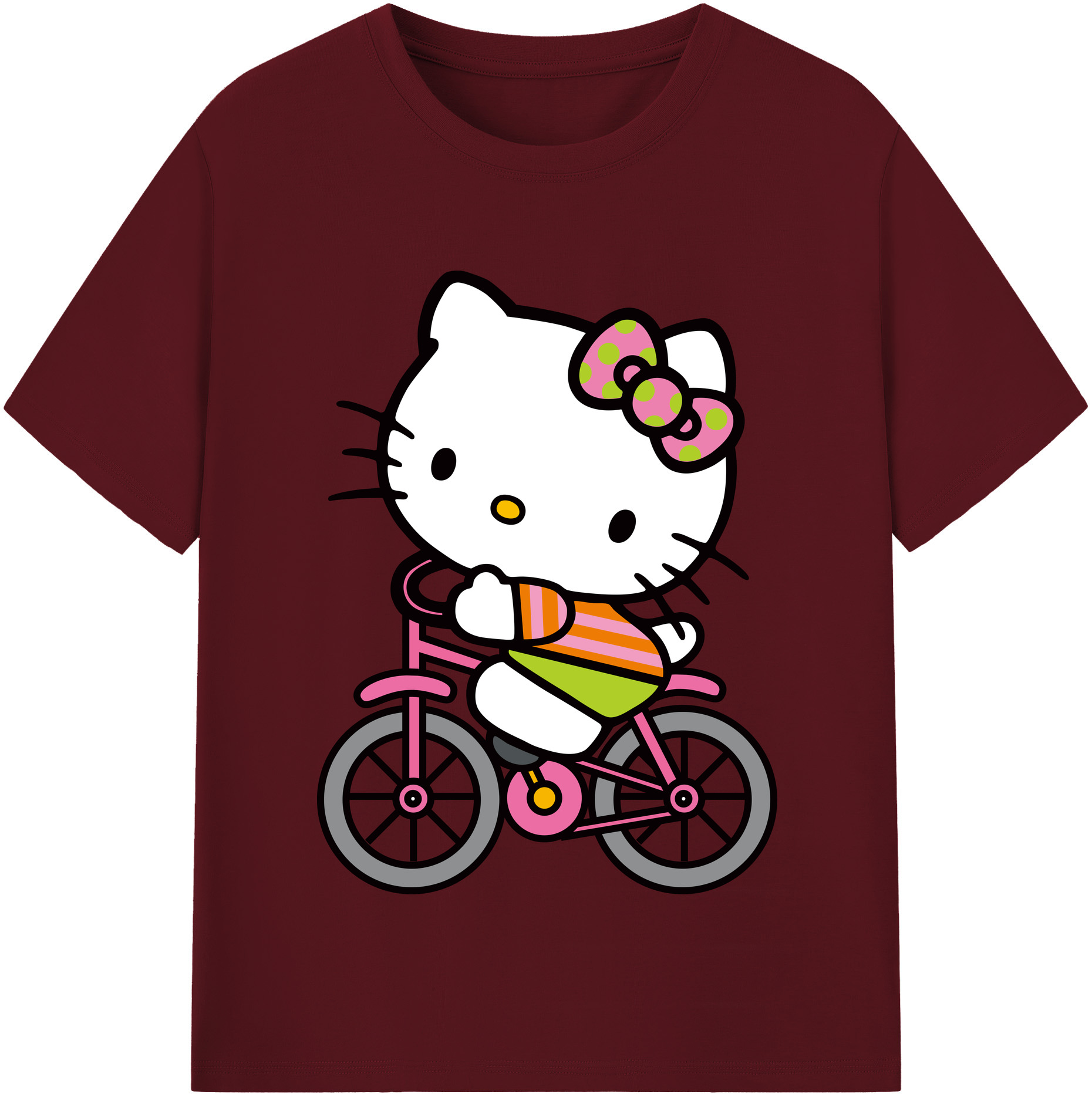 （画像用） Hello Kitty ハローキティ 綿100％半袖Tシャツ（フロントプリント）
